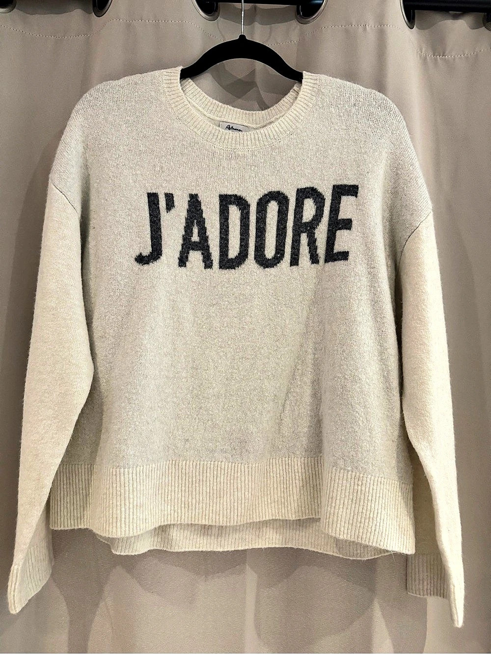 Retmains J'adore Crewneck Sweater in Cream Large Like New
